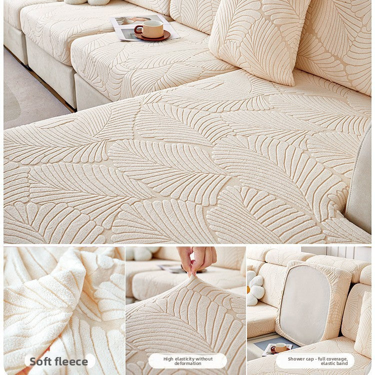 Jacquard Velvet Elastic Sofa Cover Set with Anti-Slip Protection