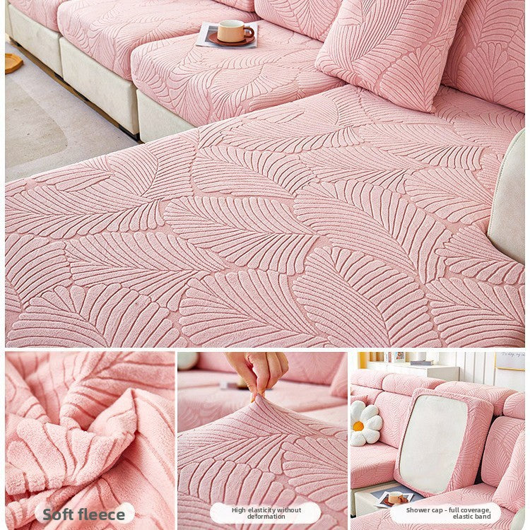 Jacquard Velvet Elastic Sofa Cover Set with Anti-Slip Protection
