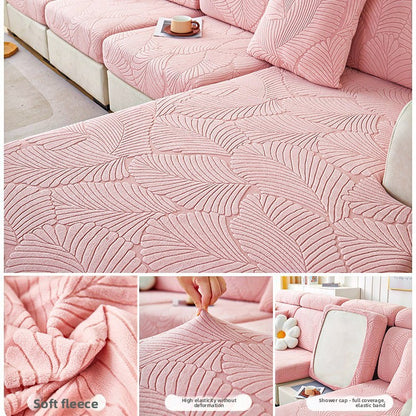 Jacquard Velvet Elastic Sofa Cover Set with Anti-Slip Protection