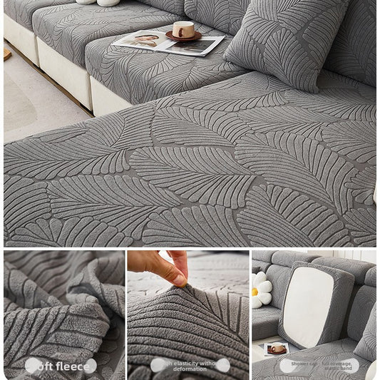 Jacquard Velvet Elastic Sofa Cover Set with Anti-Slip Protection