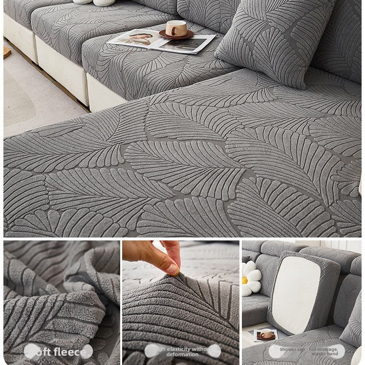 Jacquard Velvet Elastic Sofa Cover Set with Anti-Slip Protection