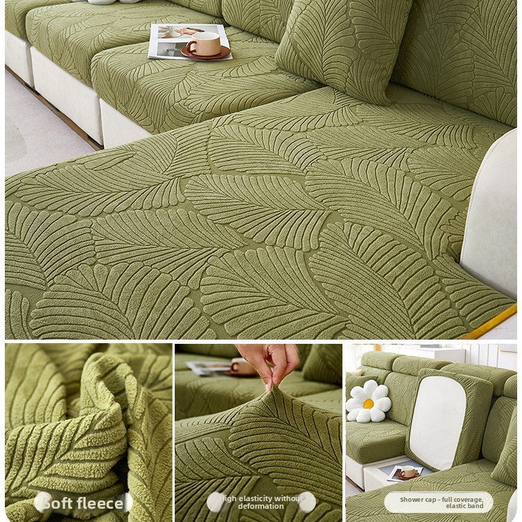 Jacquard Velvet Elastic Sofa Cover Set with Anti-Slip Protection