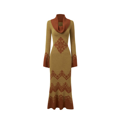 Jacquard Wool Blend Mermaid Knit Dress