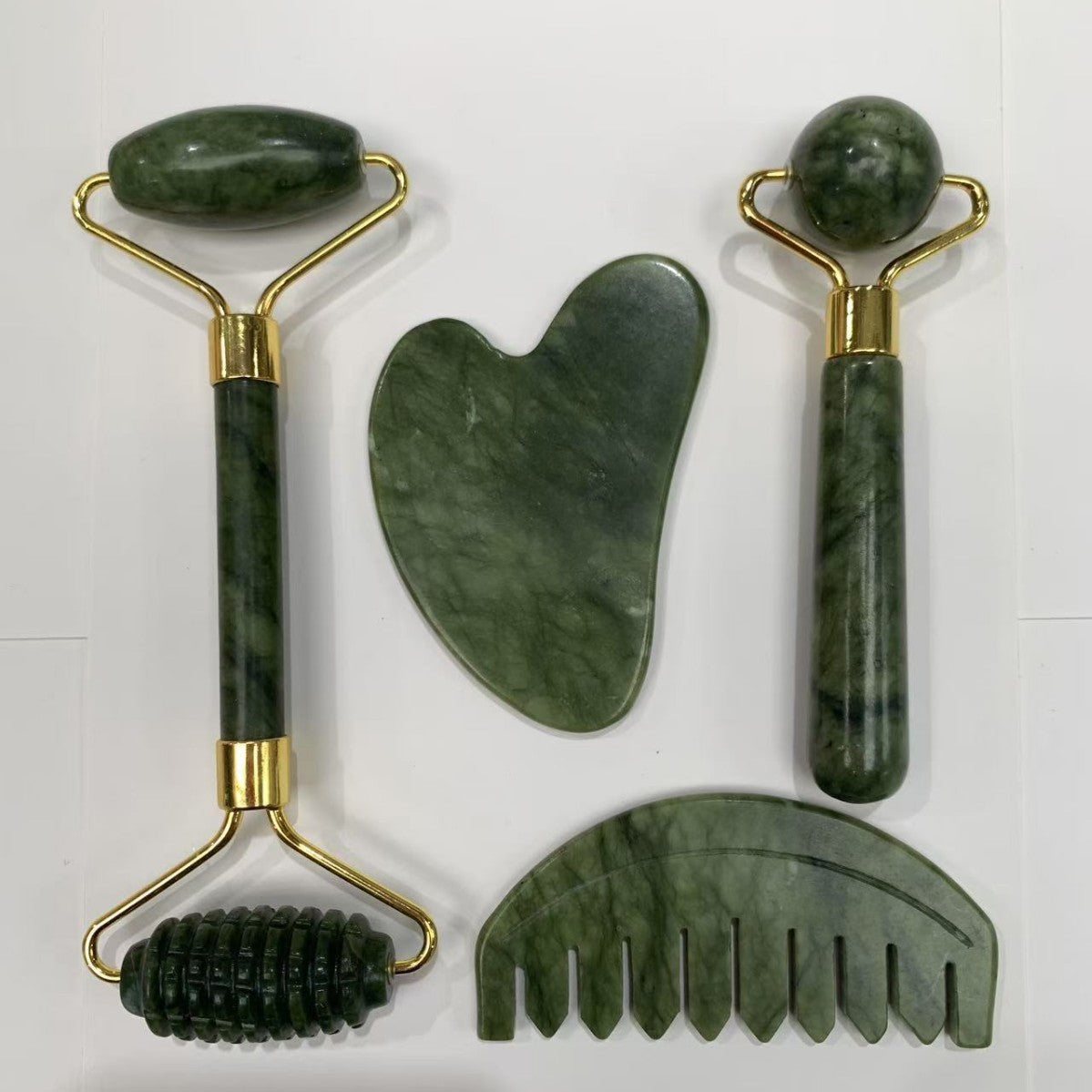 Jade Facial Massage Roller and Scraping Tool Set