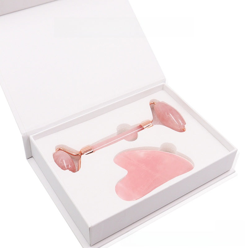 Jade Facial Massager Scraping Board Rose Quartz Roller