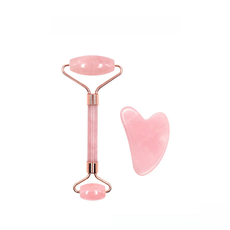 Jade Facial Massager Scraping Board Rose Quartz Roller