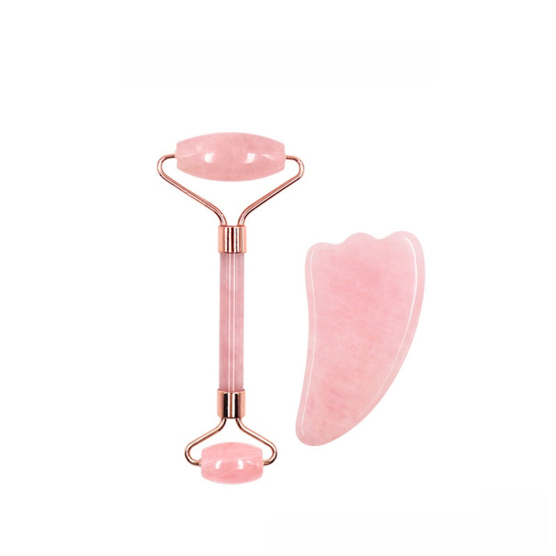 Jade Facial Massager Scraping Board Rose Quartz Roller