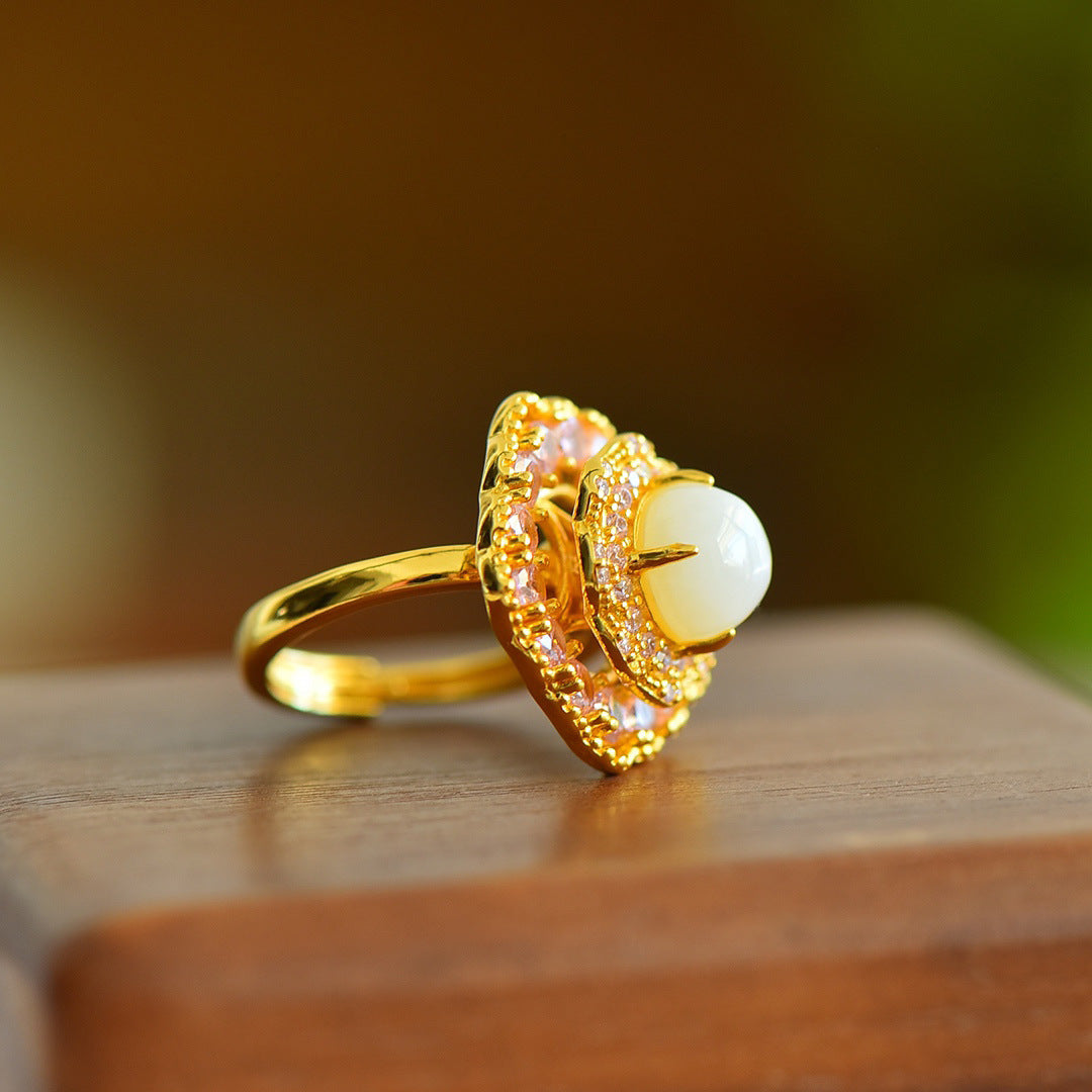 Jade silver ring