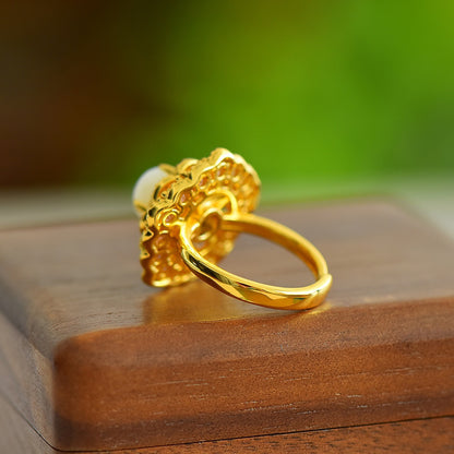 Jade silver ring
