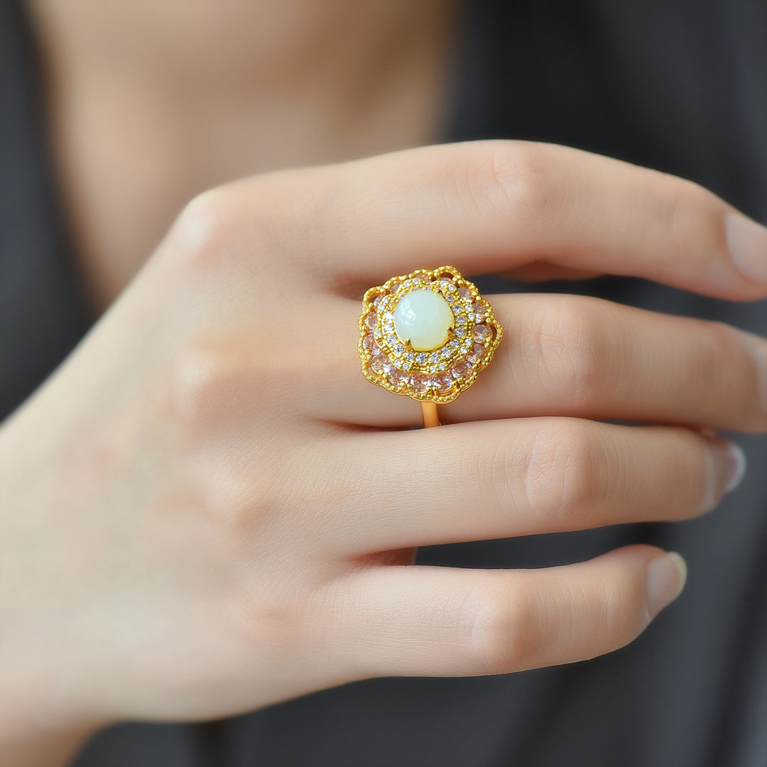 Jade silver ring