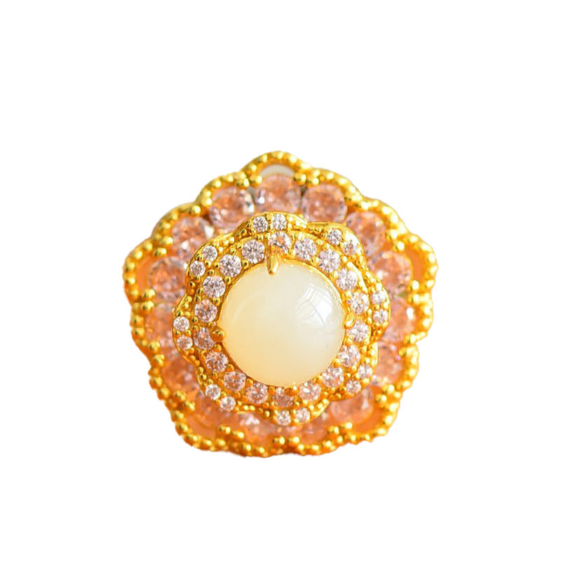 Jade silver ring