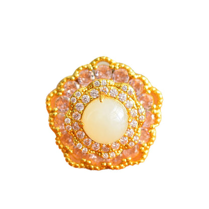 Jade silver ring