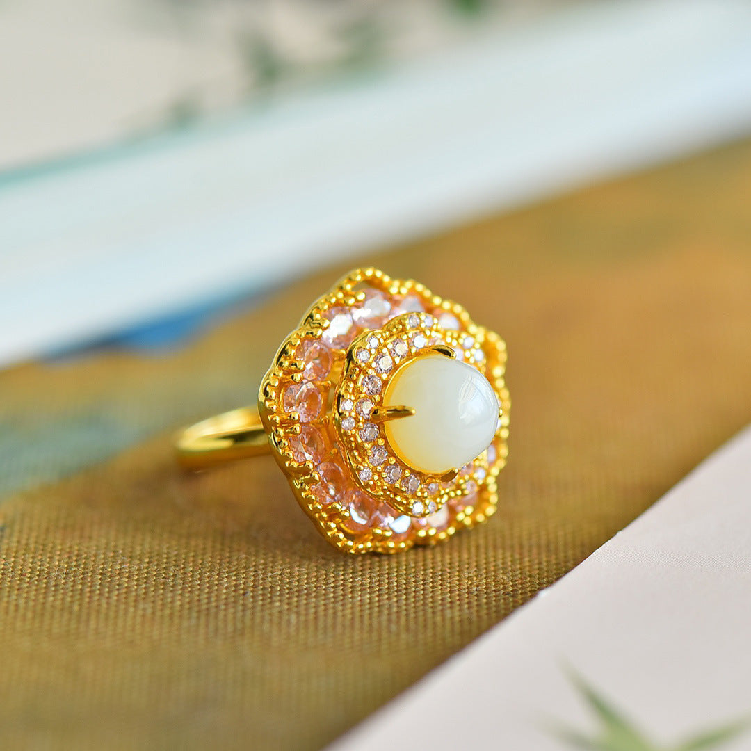 Jade silver ring