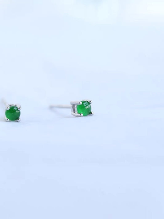 Jadeite Earrings – Imperial Green Jade with Sterling Silver