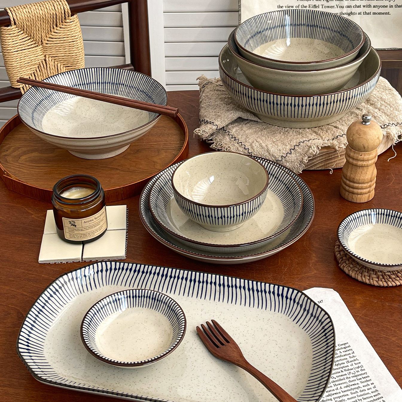 Japanese Ceramic Bowls and Plates Set