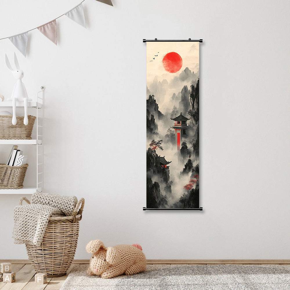 Japanese Ink Landscape Scroll Painting