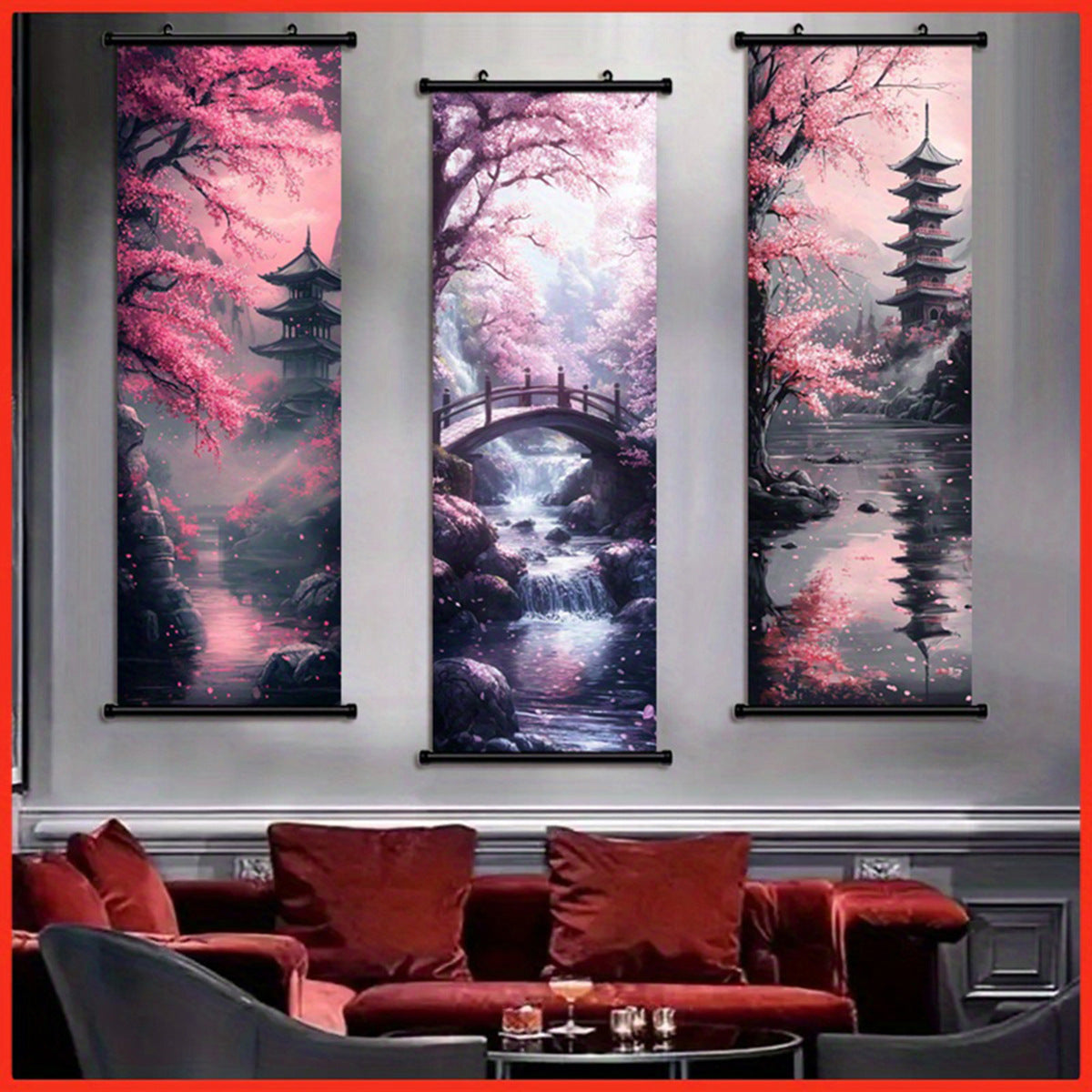 Japanese Ink Landscape Scroll Painting