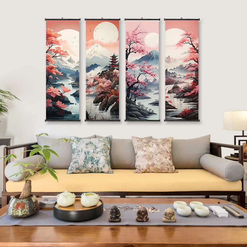 Japanese Ink Landscape Scroll Painting