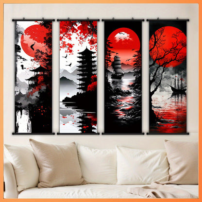 Japanese Ink Landscape Scroll Painting