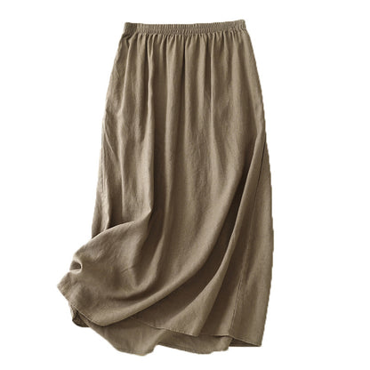 Japanese Retro Linen Midi Skirt