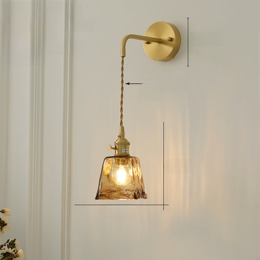 Japanese retro minimalist brass wall lamp