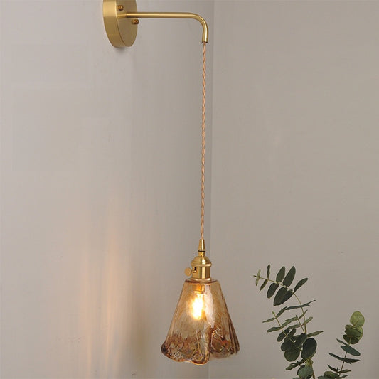 Japanese retro minimalist brass wall lamp