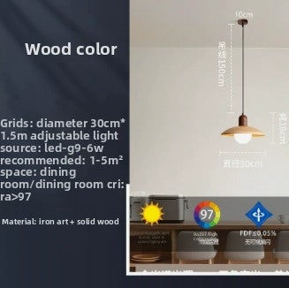 Japanese Retro Wooden Pendant Light with LED