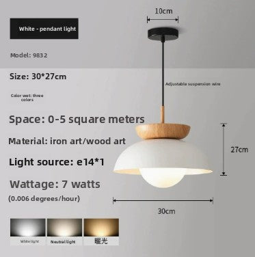 Japanese Retro Wooden Pendant Light with LED