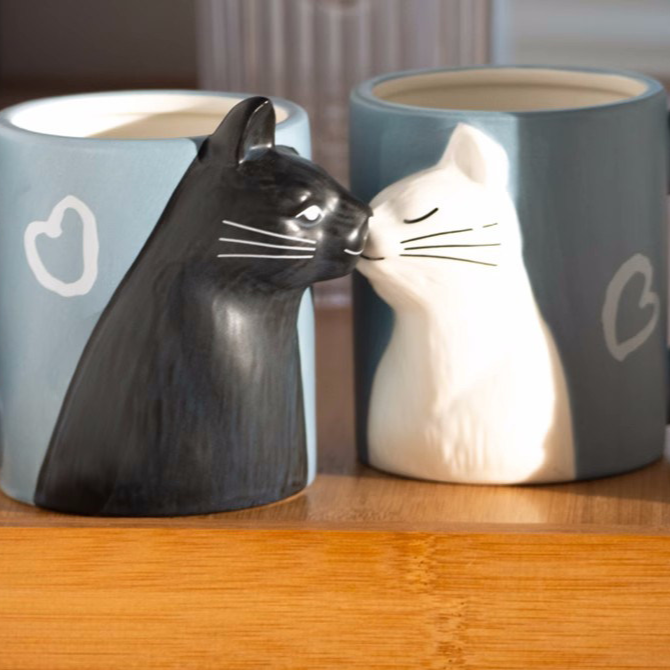Japanese Style Cartoon Cat Ceramic Couple Mugs