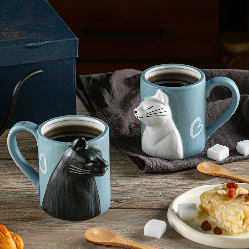 Japanese Style Cartoon Cat Ceramic Couple Mugs