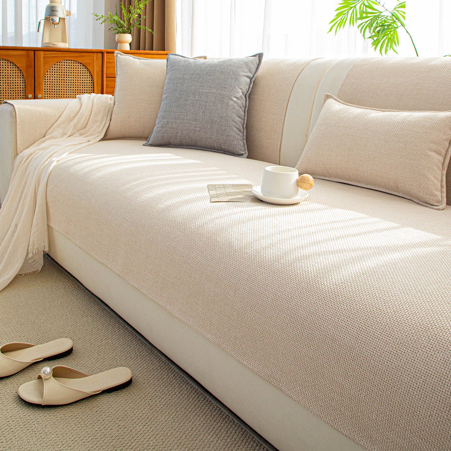 Japanese Style Cotton Linen Sofa Cushion Cover