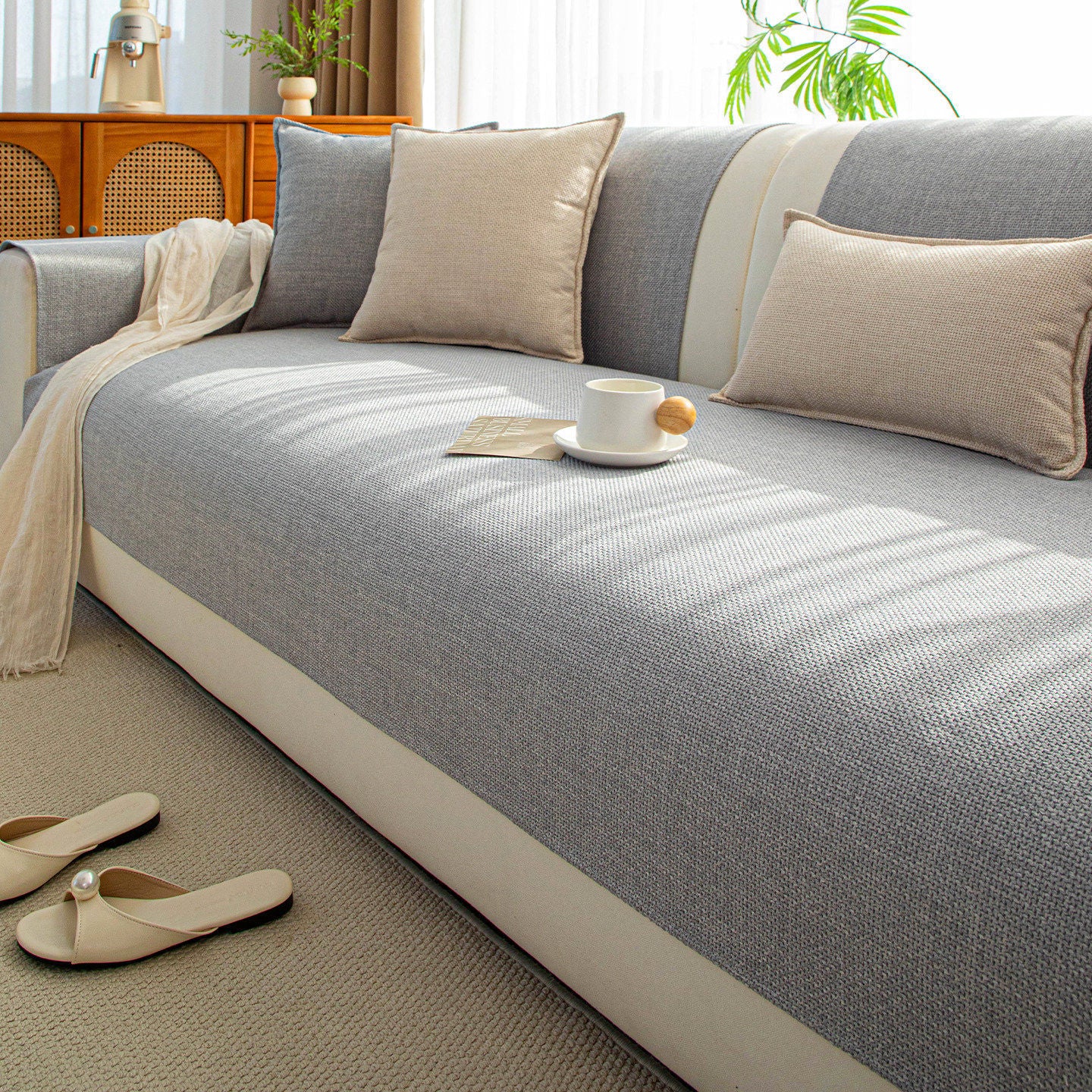 Japanese Style Cotton Linen Sofa Cushion Cover