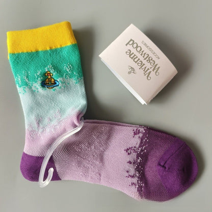Japanese Style Cotton Mid-Calf Socks with Embroidery
