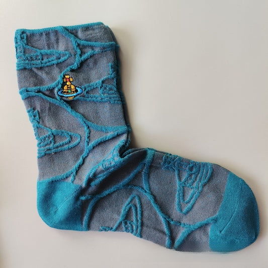 Japanese Style Cotton Mid-Calf Socks with Embroidery