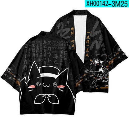Japanese Style Kimono Robe with 3D Floral Print