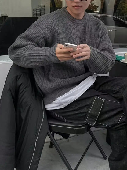 Japanese-style men's long-sleeved casual sweater