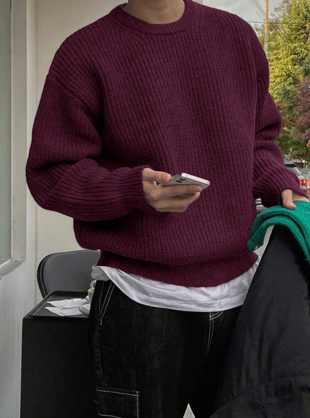Japanese-style men's long-sleeved casual sweater
