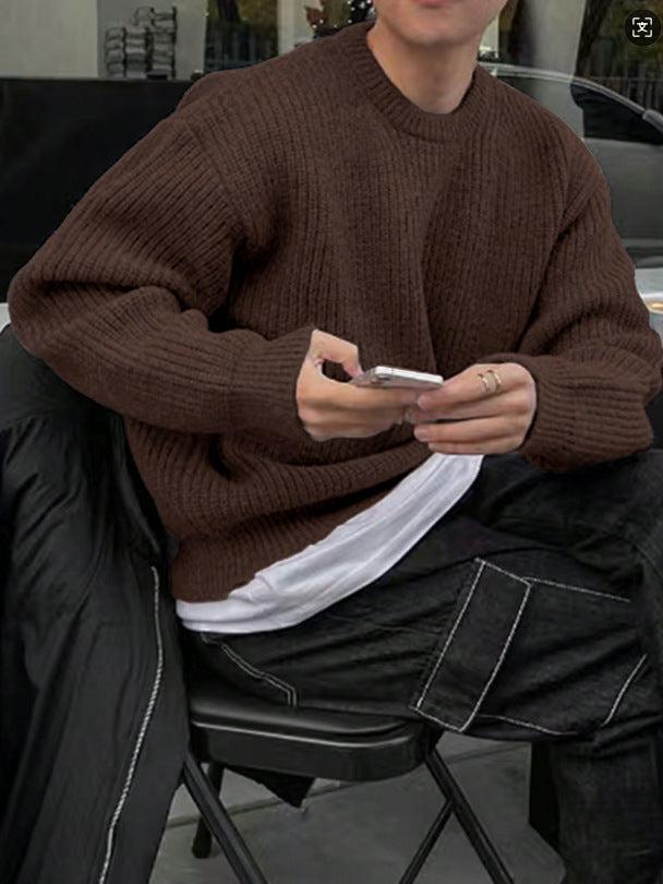 Japanese-style men's long-sleeved casual sweater