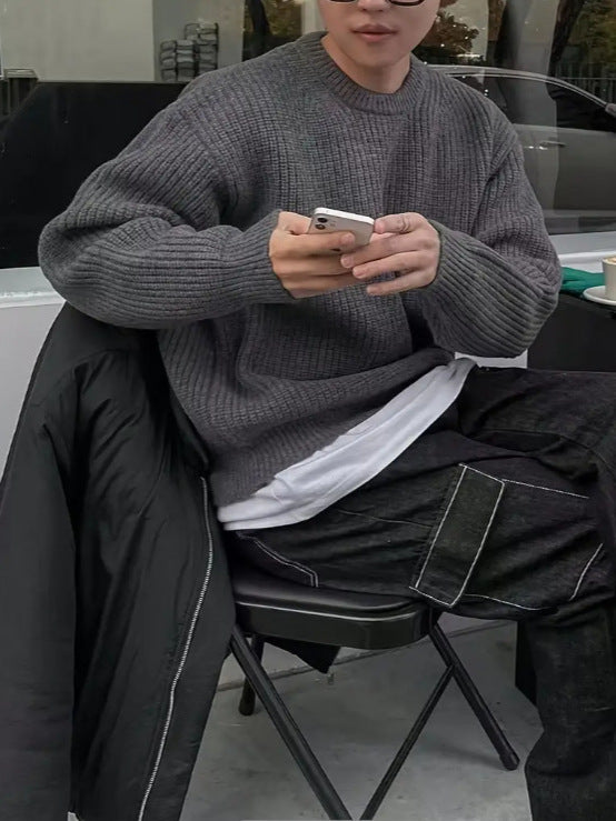 Japanese-style men's long-sleeved casual sweater