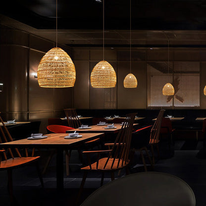 Japanese Style Rattan LED Chandelier