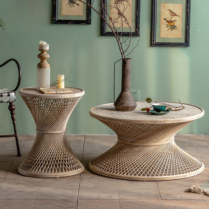 Japanese Style Rattan Round Coffee Table
