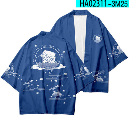 Japanese Style Shiba Inu Print Kimono Robe