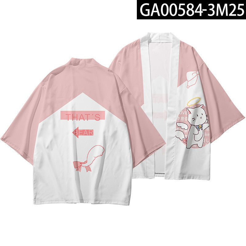 Japanese Style Shiba Inu Print Kimono Robe