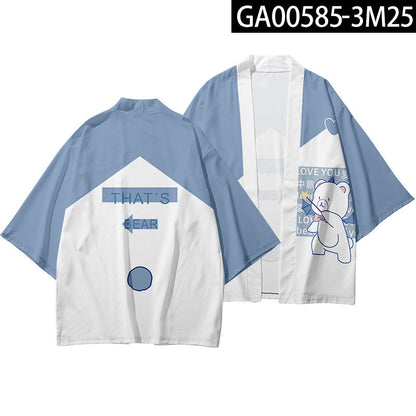 Japanese Style Shiba Inu Print Kimono Robe