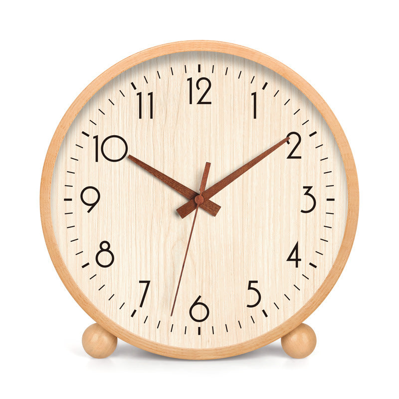 Japanese Style Solid Wood Table Clock Silent Modern Home Decor