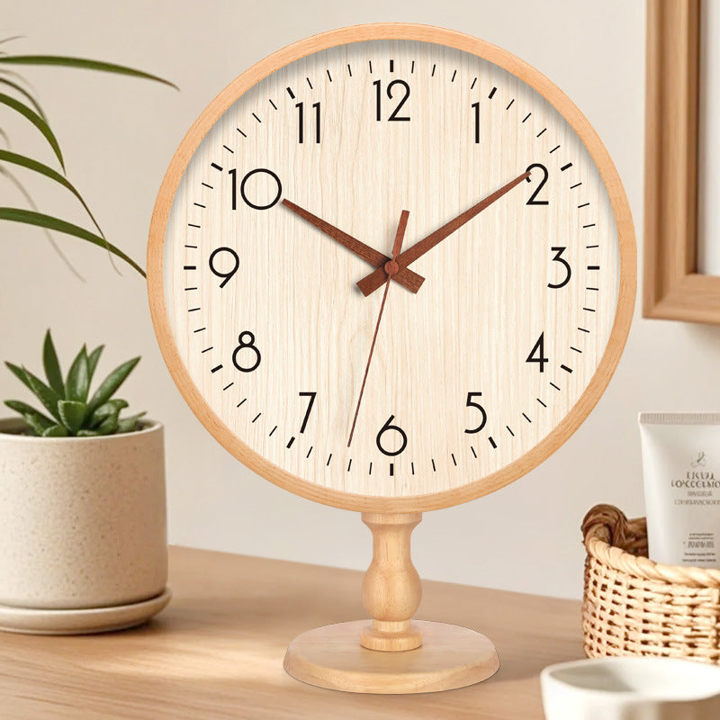 Japanese Style Solid Wood Table Clock Silent Modern Home Decor