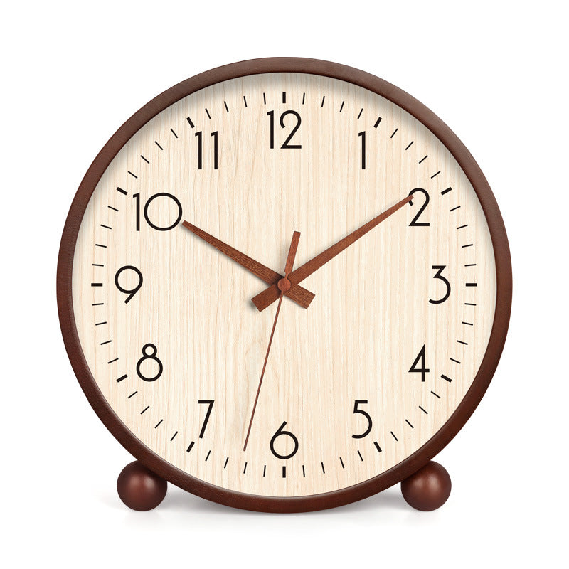 Japanese Style Solid Wood Table Clock Silent Modern Home Decor
