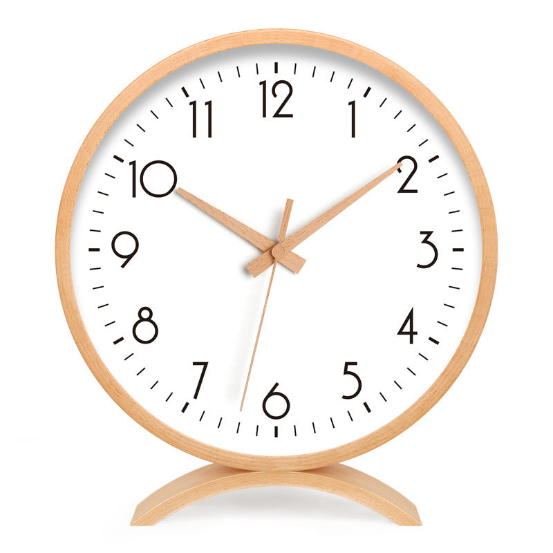Japanese Style Solid Wood Table Clock Silent Modern Home Decor