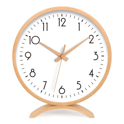 Japanese Style Solid Wood Table Clock Silent Modern Home Decor