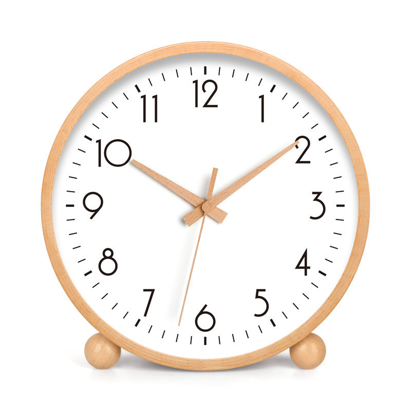 Japanese Style Solid Wood Table Clock Silent Modern Home Decor